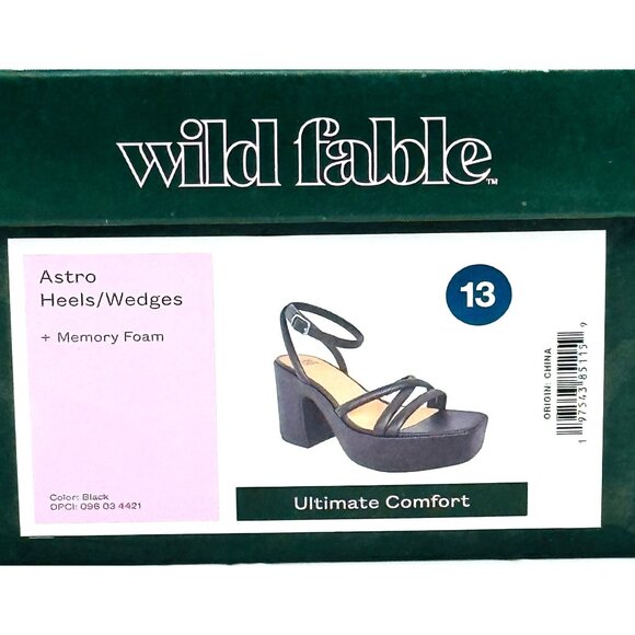 Wild Fable Black Astro Strappy Heels 4" Platform w/ Memory Foam Womens Sz 13 NIB - Picture 3 of 9